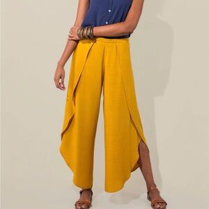 DREW Mustard Yellow Wide-Leg Tulip Pants, Size Small